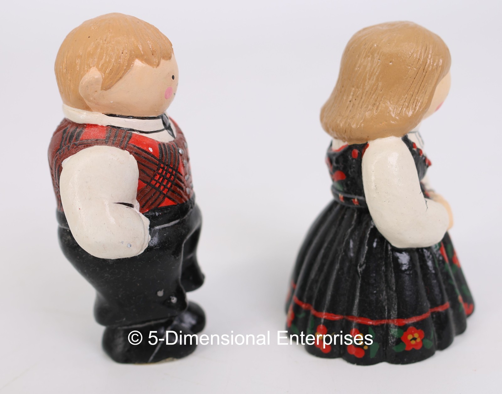 Norwegian Folk Art Man and Woman 3″ Tall Figures – Kari Trestakk Norway