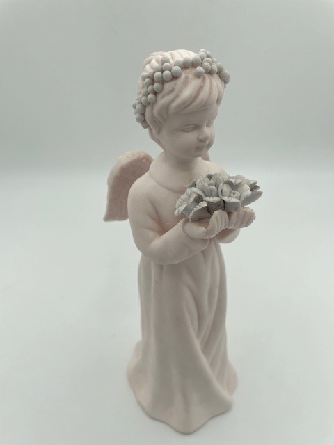 Porcelain Angel Figurine Holding Flowers