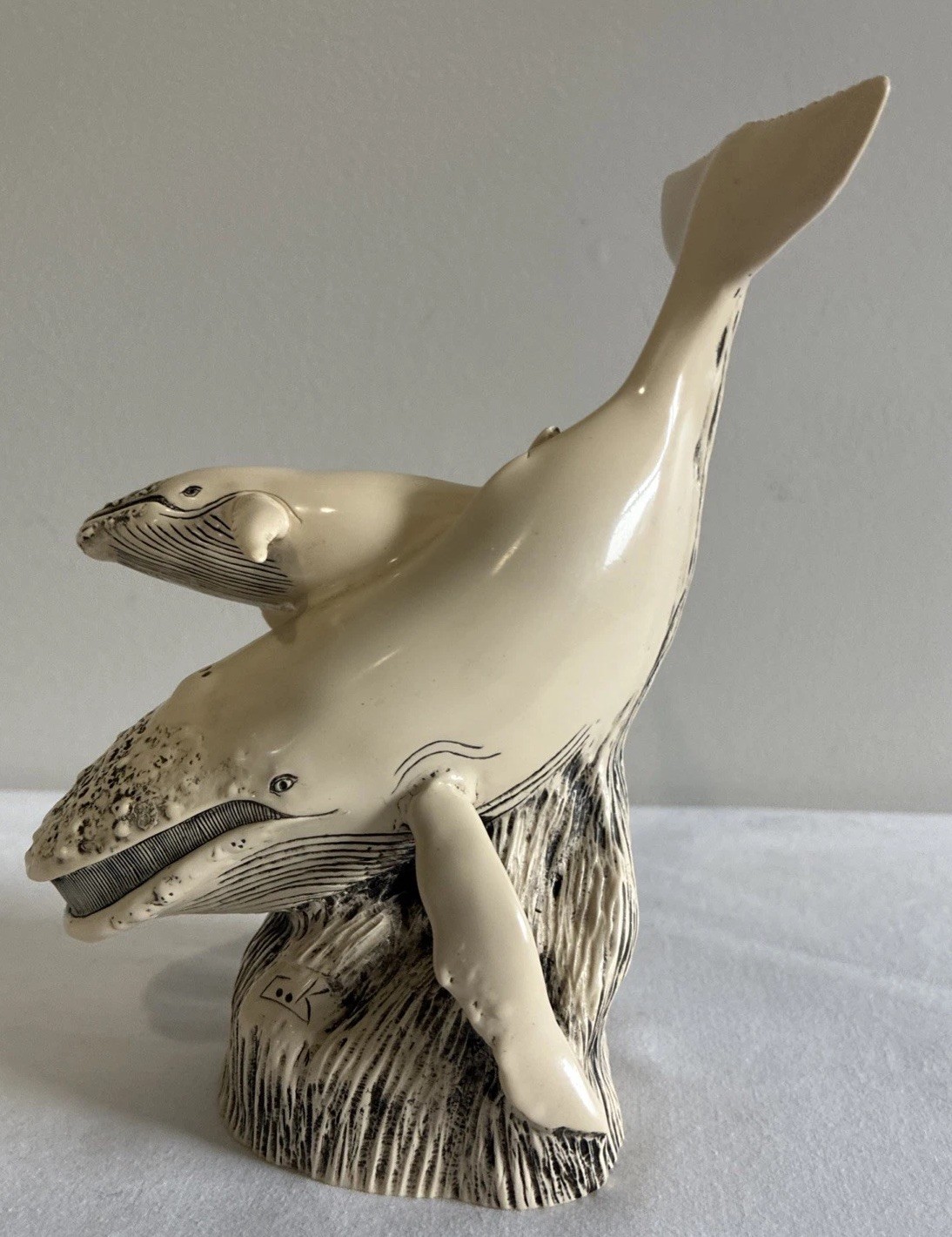 Beautifully Sculptured Humpback Whale with Calf Figurine -G.H. Cook Company