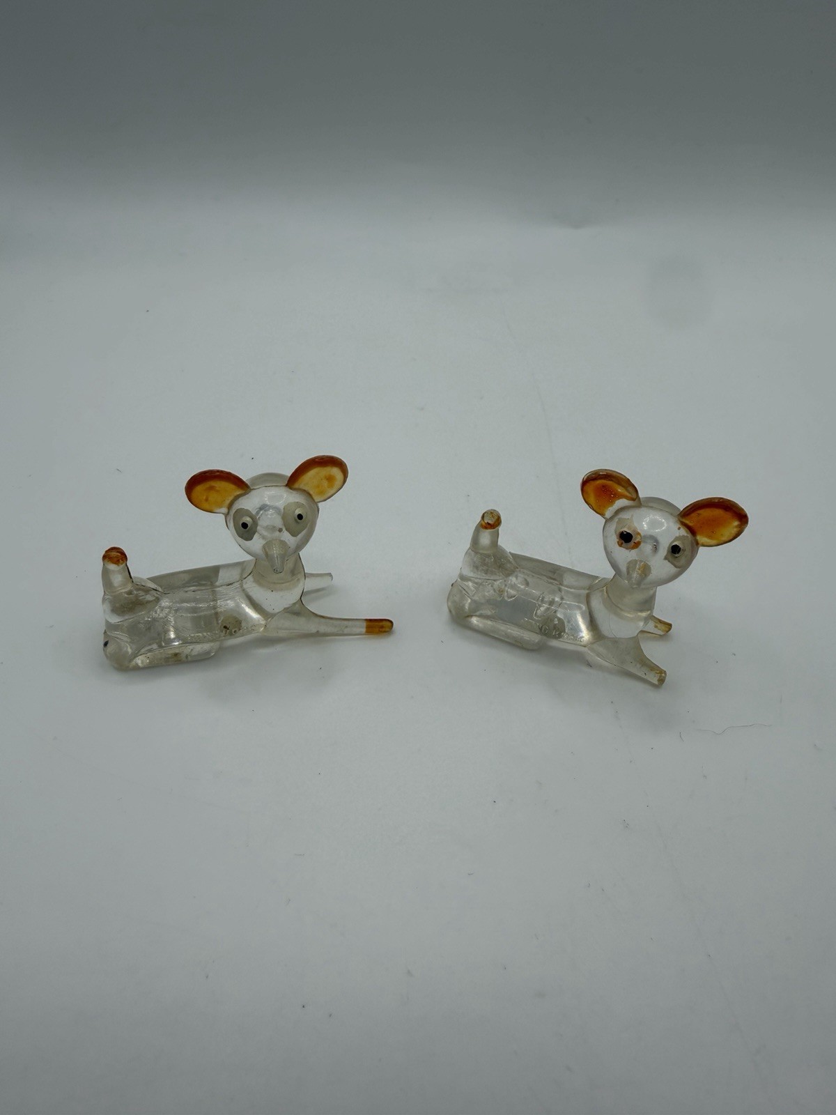 Vintage MCM Lucite / Clear Acrylic Animal Figure Lot – 2 Dogs Made in Hong Kong
