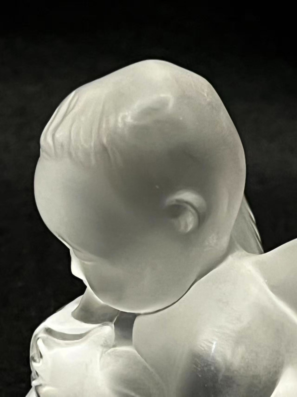 Lalique France Frosted Crystal Cherub Playing Flute Figurine 3.1in Tall