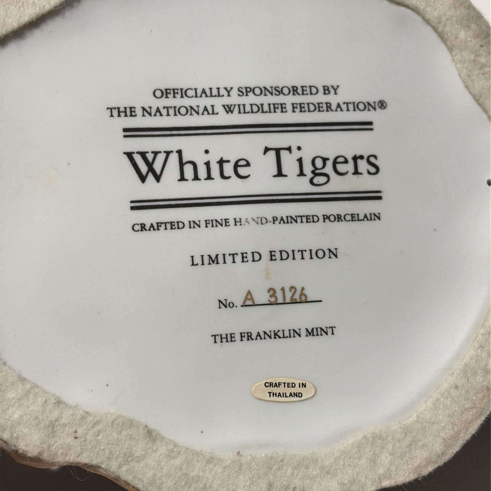 The National Wildlife Franklin Mint Hand-Painted White Tigers Limited Edition