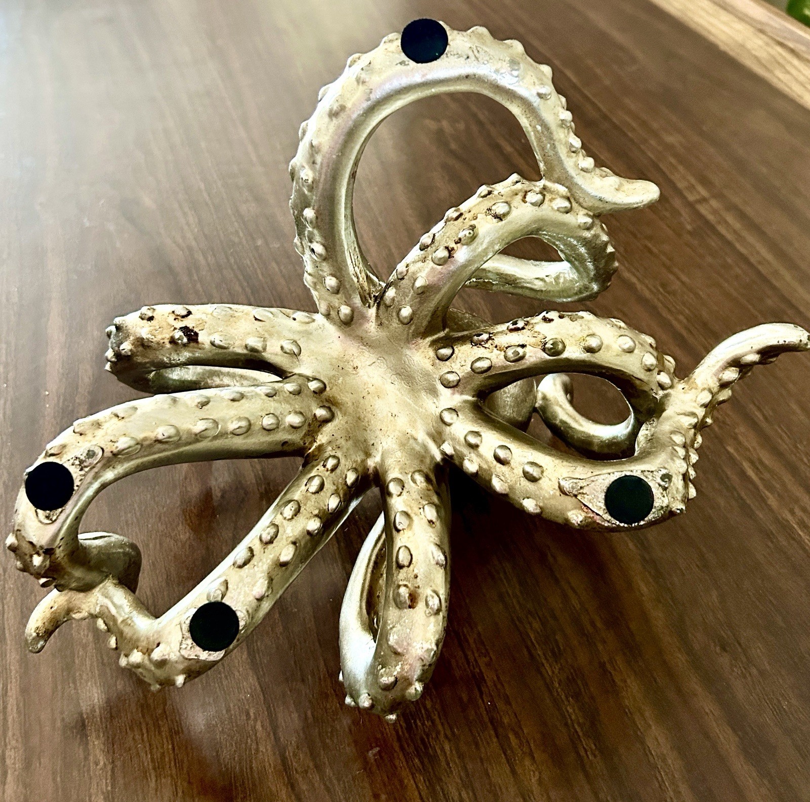 Elegant Silver Octopus Figurine 11 1/2” Long ‘The Intellectual of The Sea’ EUC