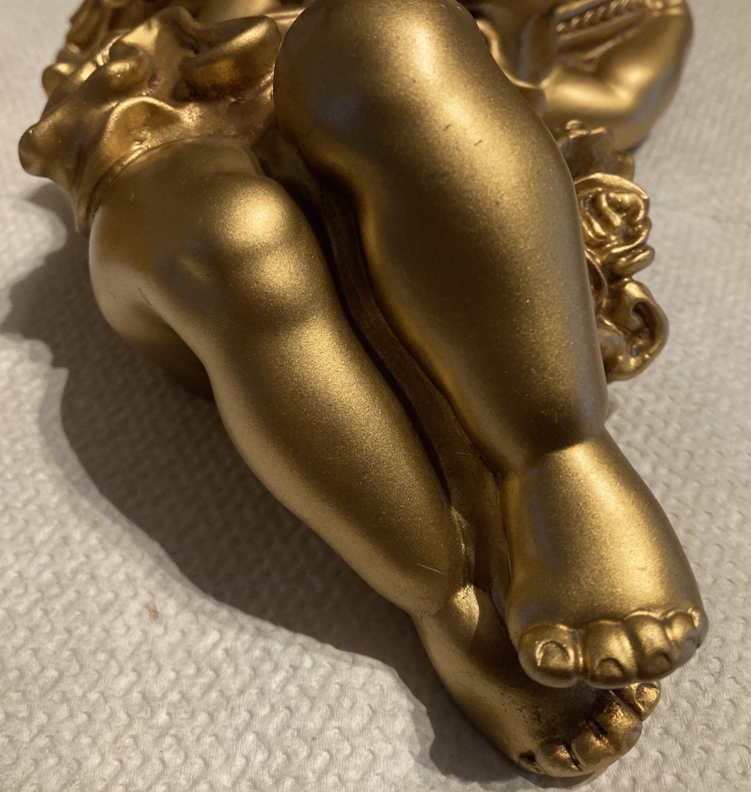 Universal Statuary 1965 Musical Gold Cherub Resin Wall Hanging Decor Set of 2