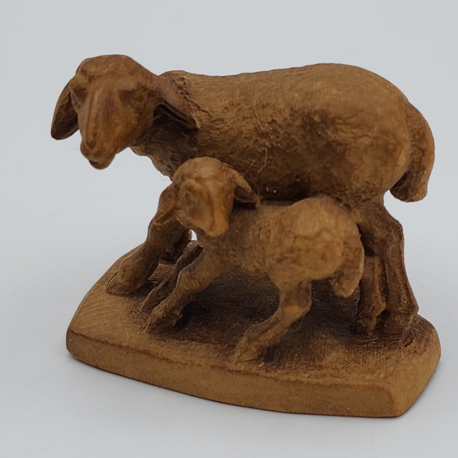 European Miniature Carved Wooden Sheep German? Italian? 2″ Long x 1 1/4″ Tall