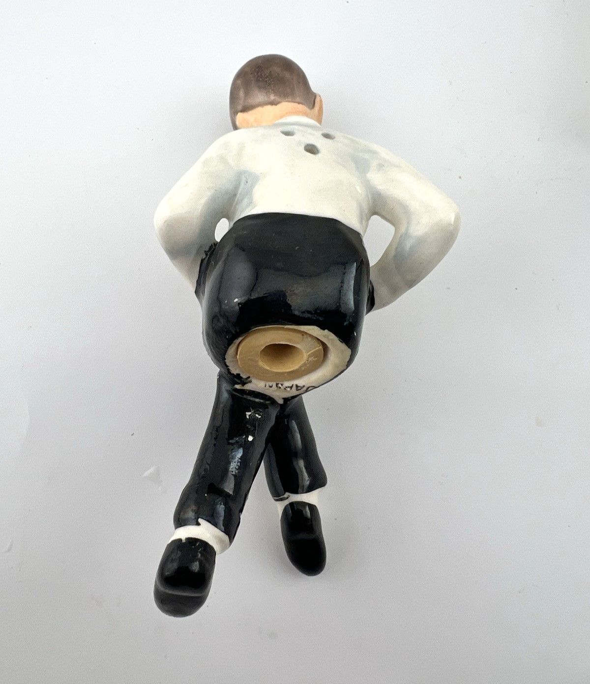 JFK Signed Ceramic Figurine Seated in Rocking Chair, Glossy Mid-Century 1962