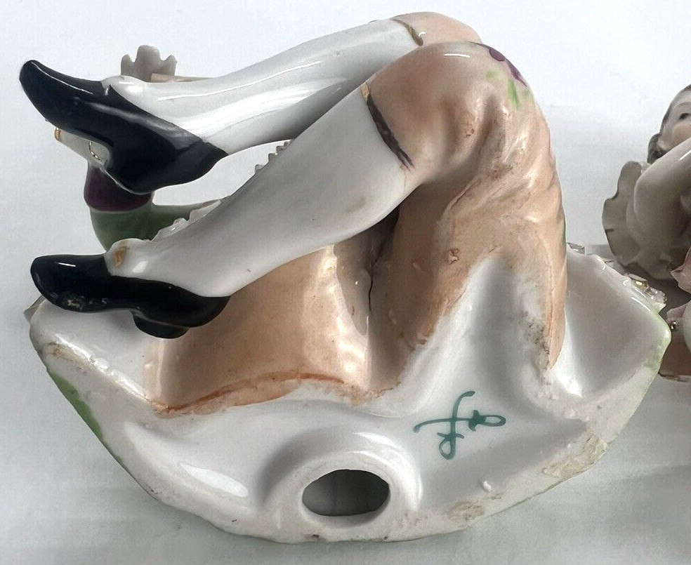 Vtg Set of 3 Porcelain Hand Painted Victorian Musical Figurines Thames Mandolin