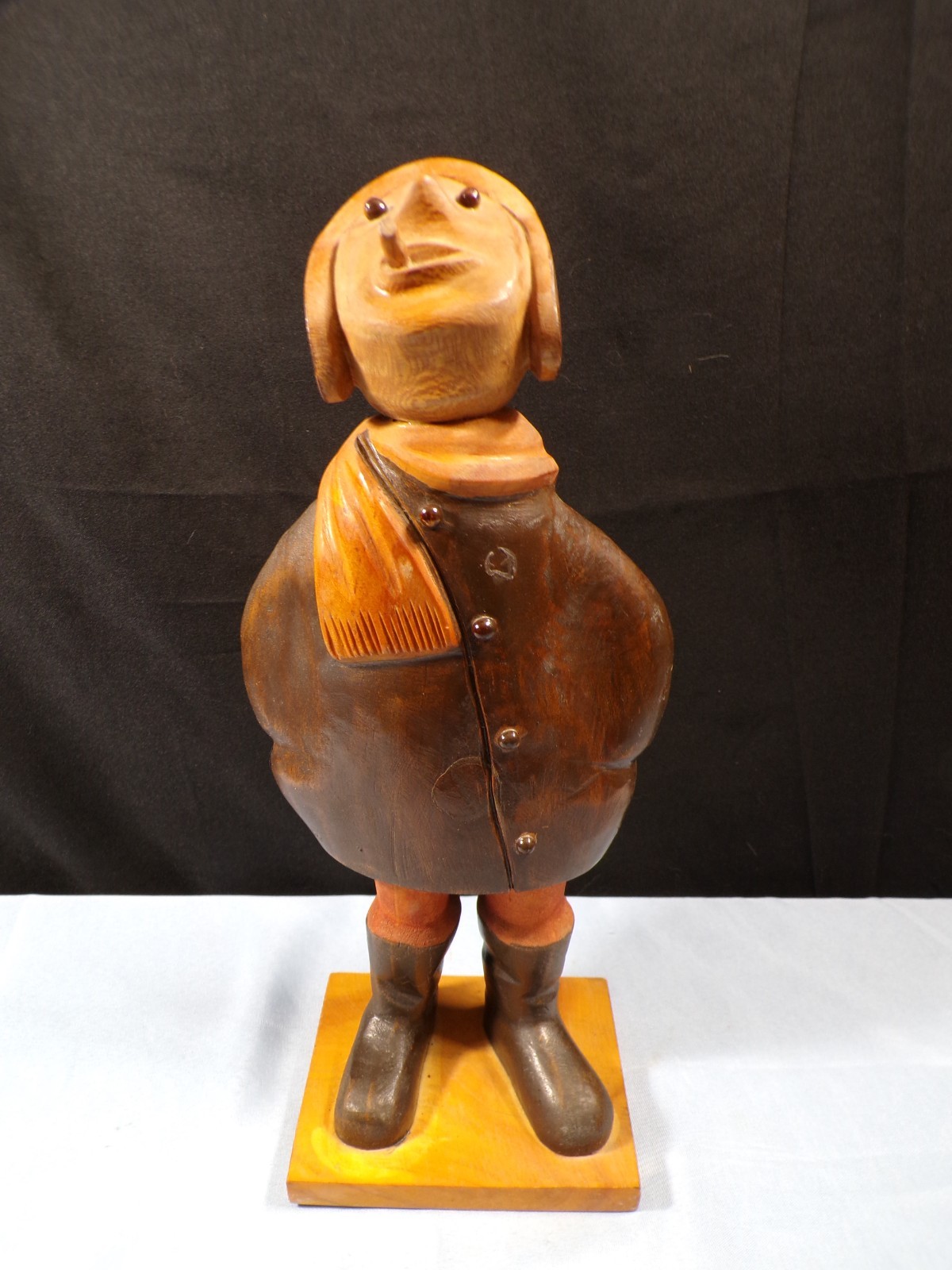 Vintage Made In Spain Wooden Man w/ Cigar Figurine 10 1/2″ Tall