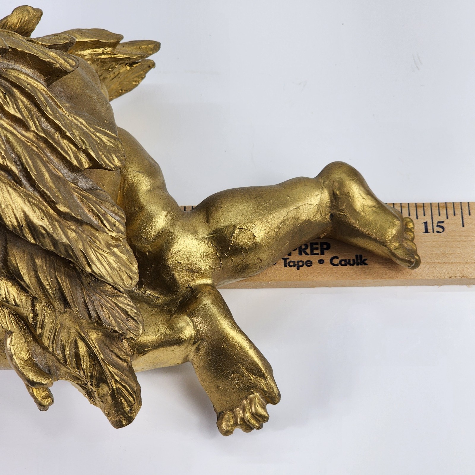 Lg Vtg Gold Cherub Angel 15″ Sculpture Figurine Hollywood Regency Victorian