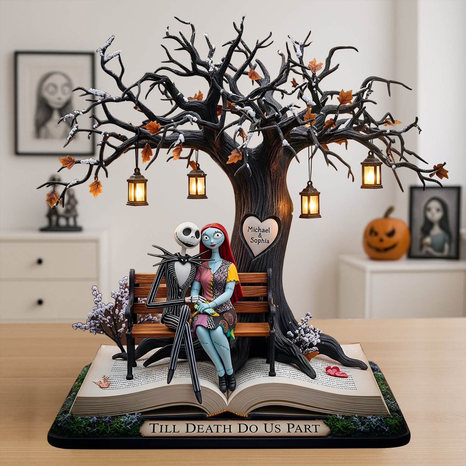 Personalized Jack Sally Nightmares Couple Acrylic Plaque Wooden Block Decor Gift