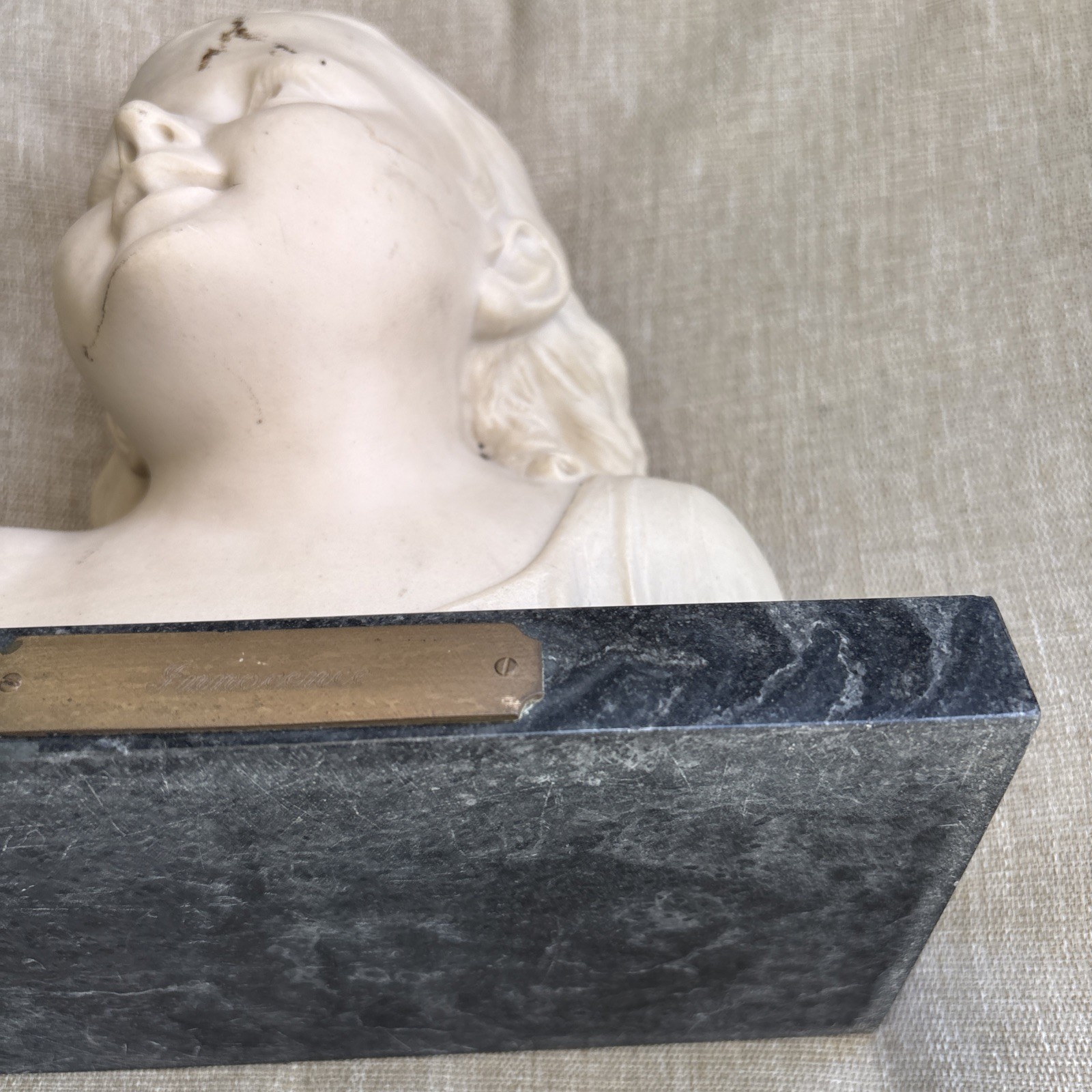 Salvatore Melani Faux Marble Statue Young Girl Innocence Art Italy Sculpture Vtg