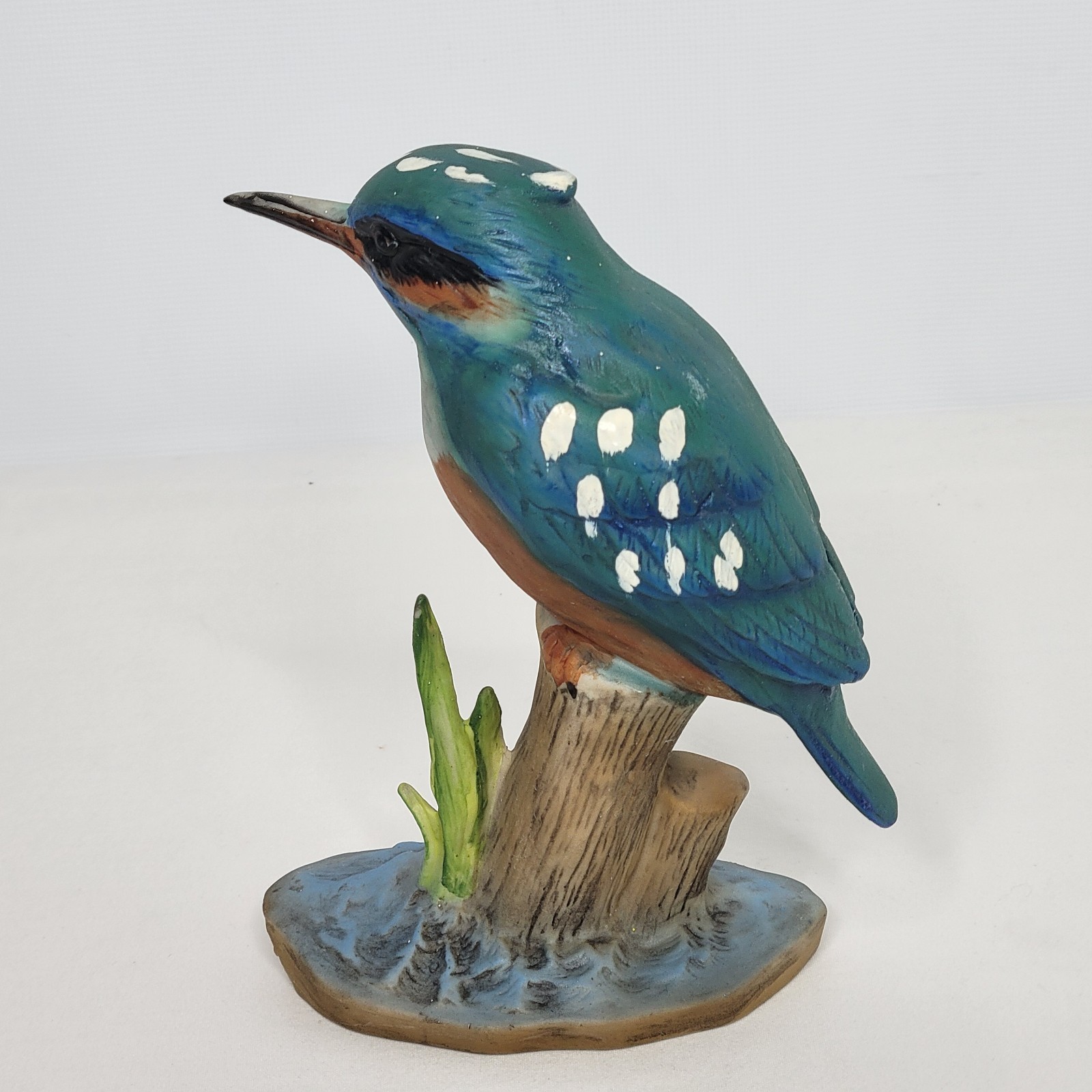 Vintage Ceramic Bisque Porcelain Hand Painted King Fisher Bird Figurine