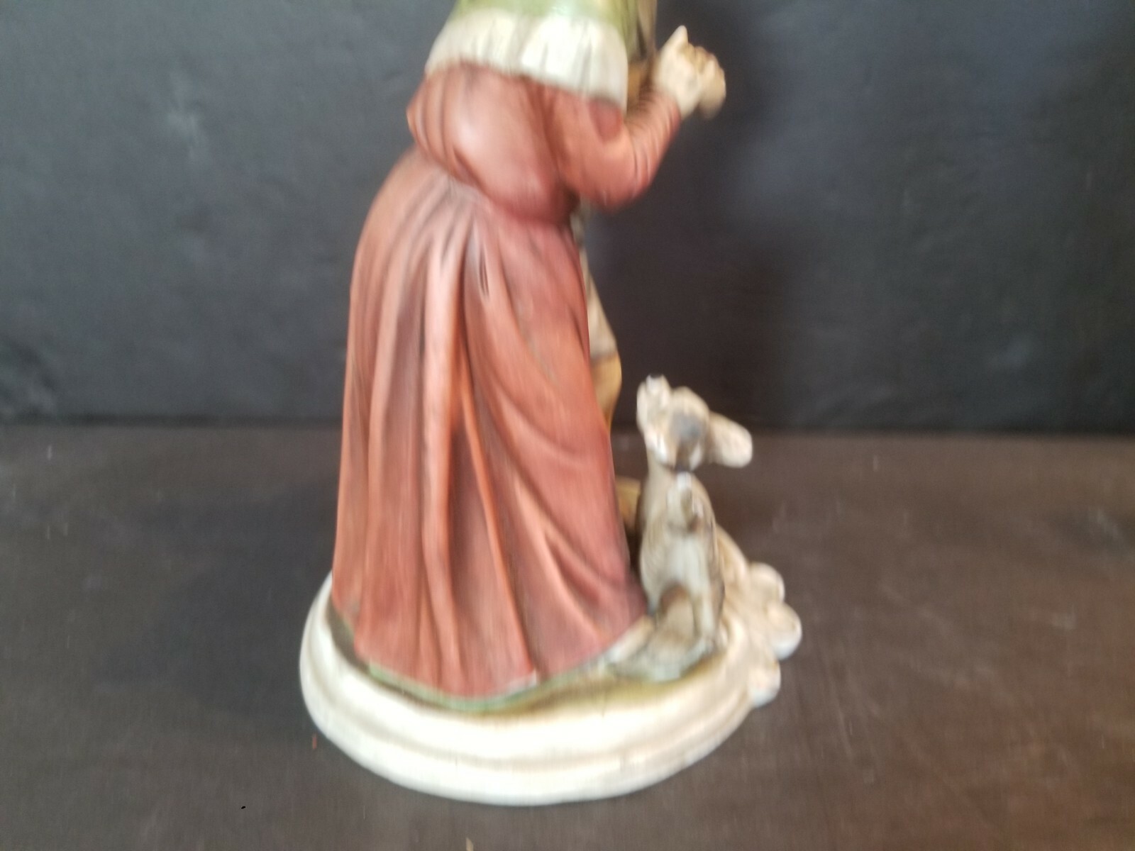 Old Couple Walking Dog Figurine, 9 1/2″ H