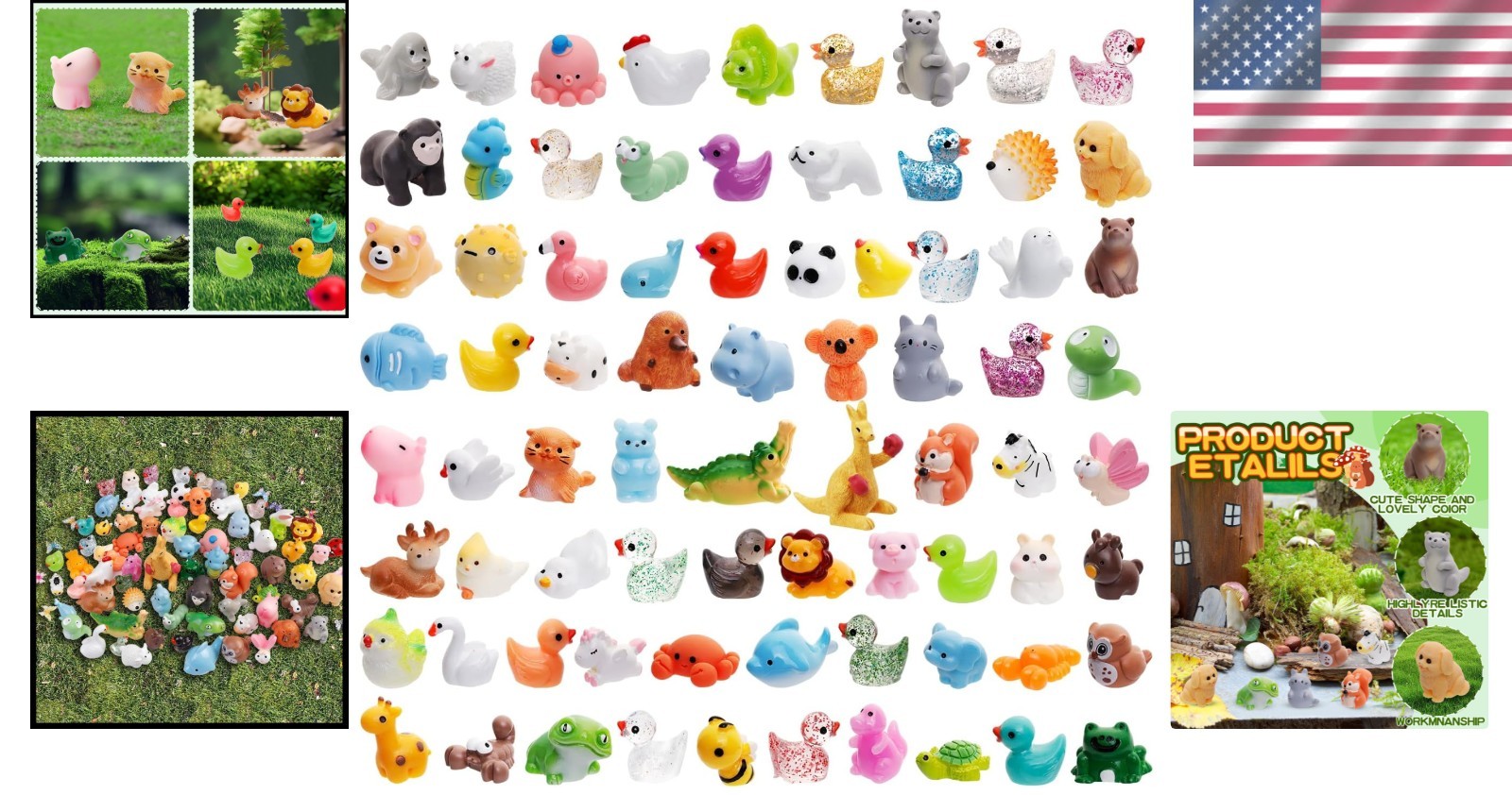 Mini Resin Animals 80 Styles for Garden Miniatures