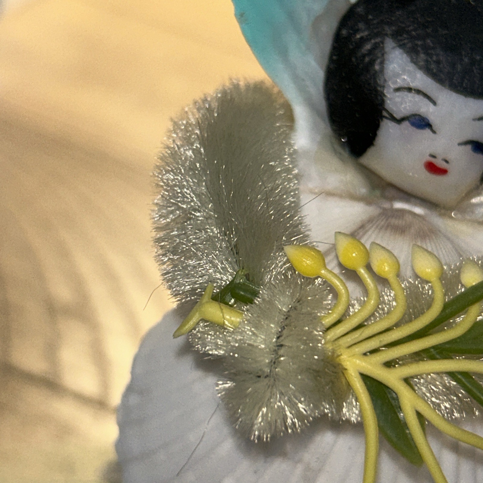 Vintage Handmade Seashell Doll Souvenir Figurine Hand Painted Folk Art Japan
