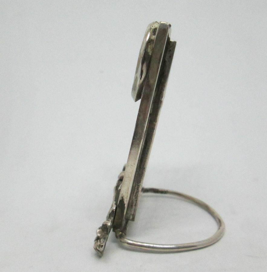 Handmade sterling Silver Miniature Doves Frame sculpture 2 doves on flower nest
