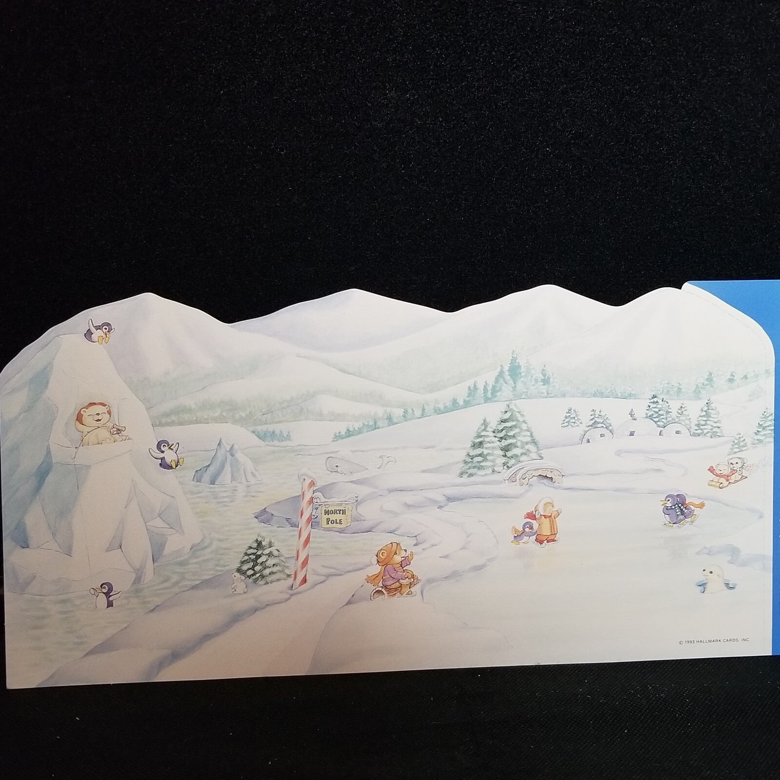 Vintage 1993 Hallmark Merry Miniatures Christmas Display Stand Backdrop NOS