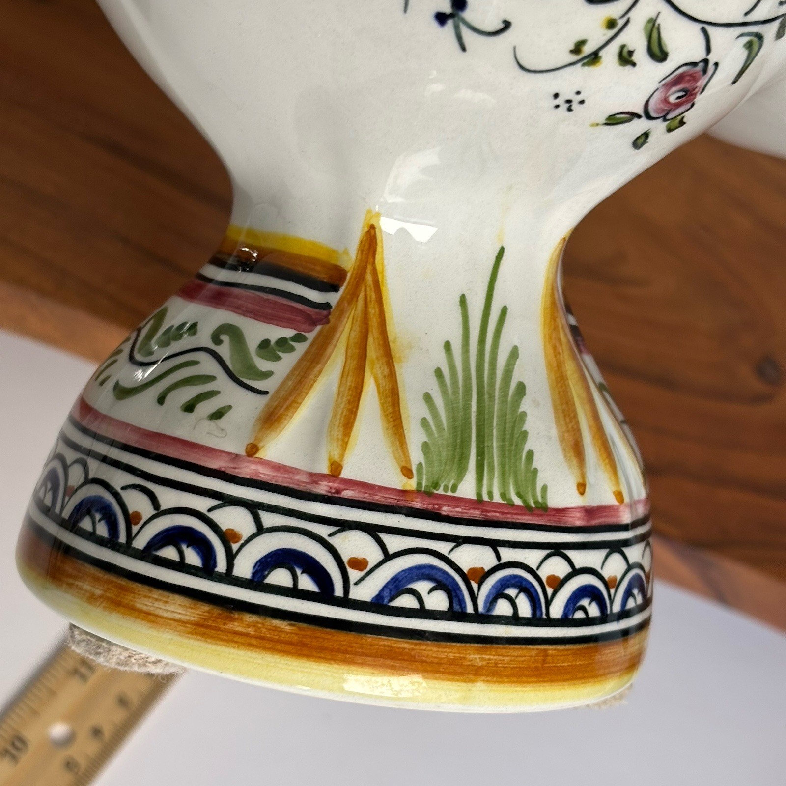 Portuguese Barcelos Lucky Rooster Hand Painted Folk Art 12” Signed