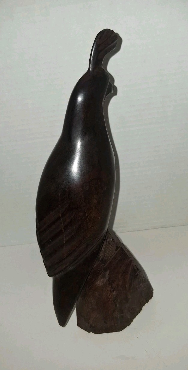 Vtg Hand Carved Ironwood Quail Partridge Figurine Wood Carving Statue Art