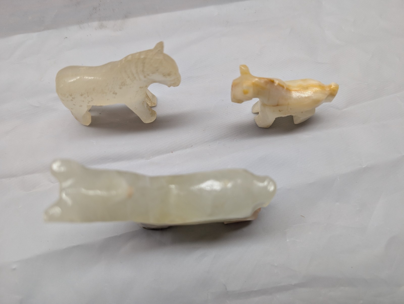 Vintage Hand Carved Onyx Stone Horse Figurines – Lot of 3