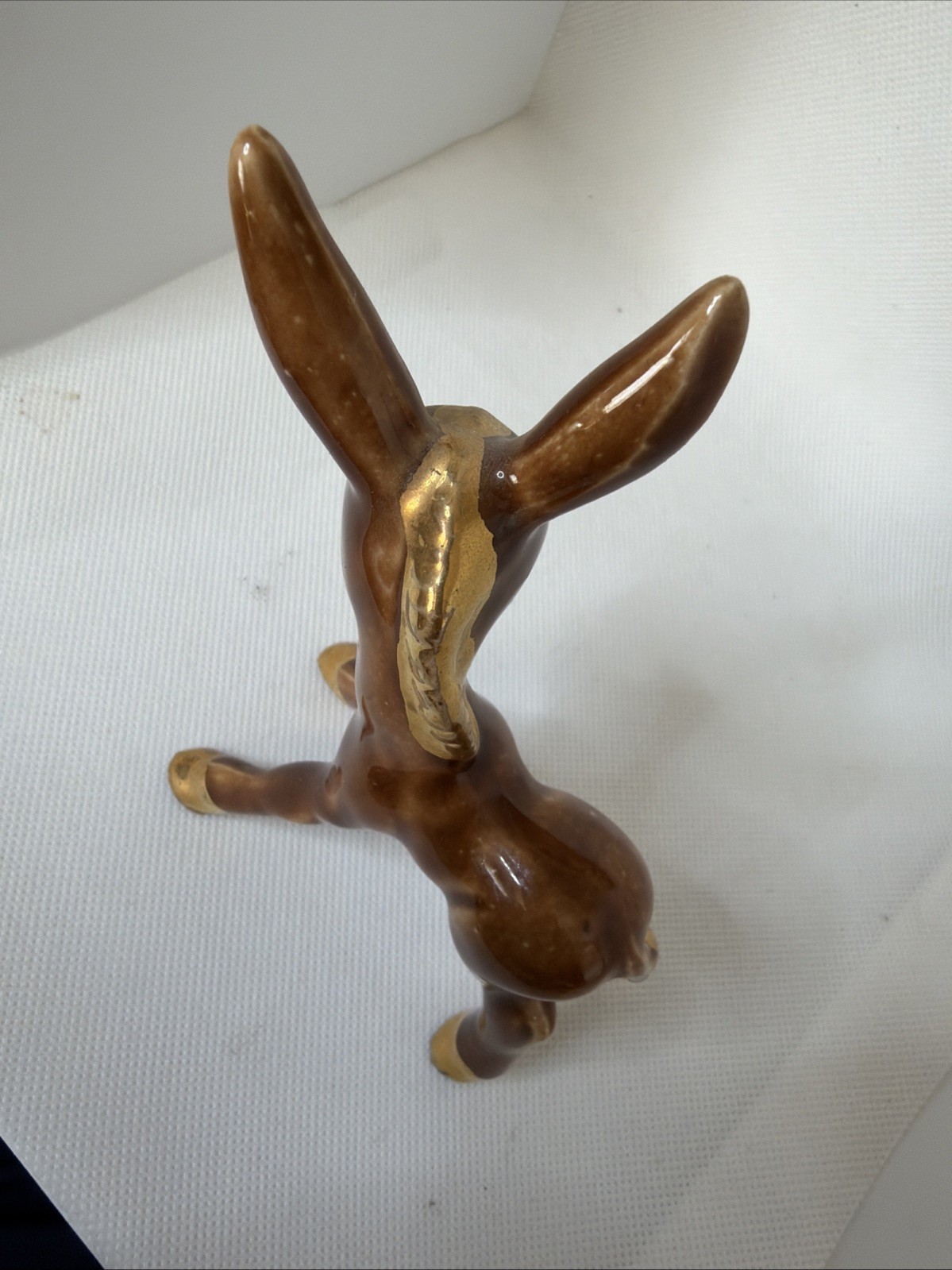 Vintage Mid century modern ceramic donkey Brown and Gold 5″H Democrat Mule