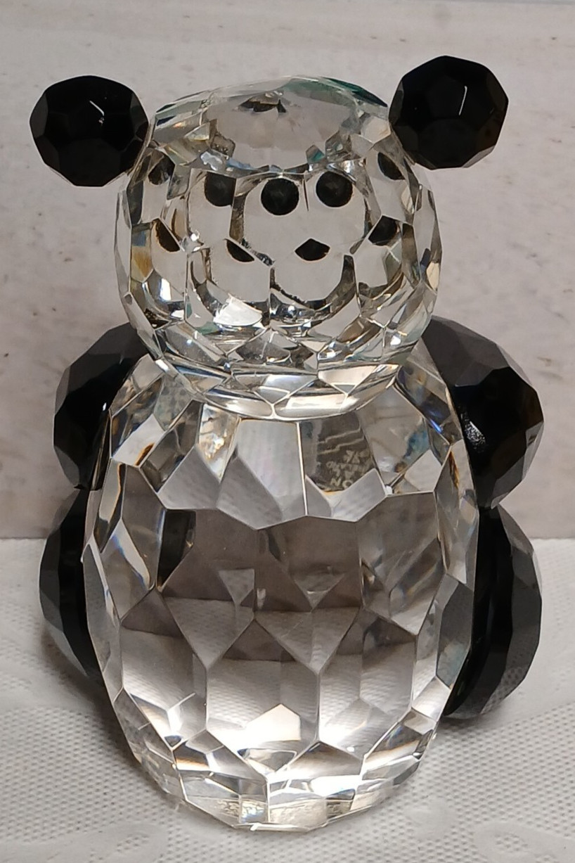 Black and Clear Sitting Crystal Panda Bear by Shannon Crystal Designs of Ireland