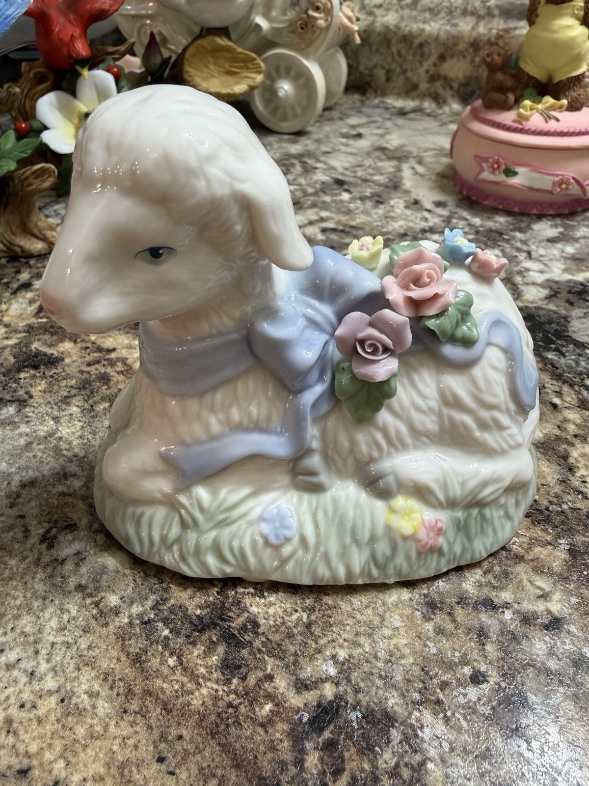 Heritage House Inc. Porcelain Lamb Figurine Hand Painted Musical Soft and Sweet