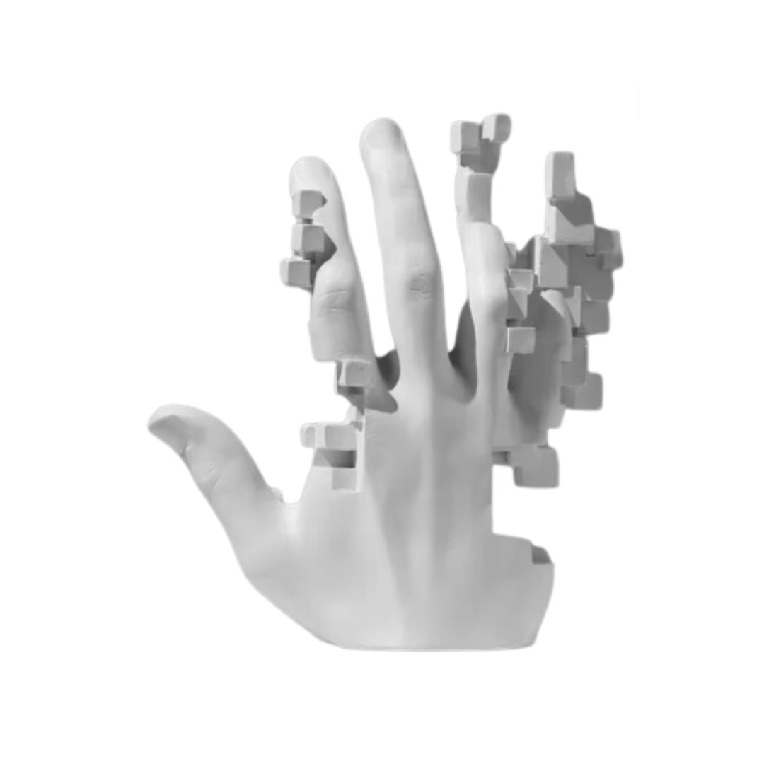 Artistic Pixelated Hand Statue