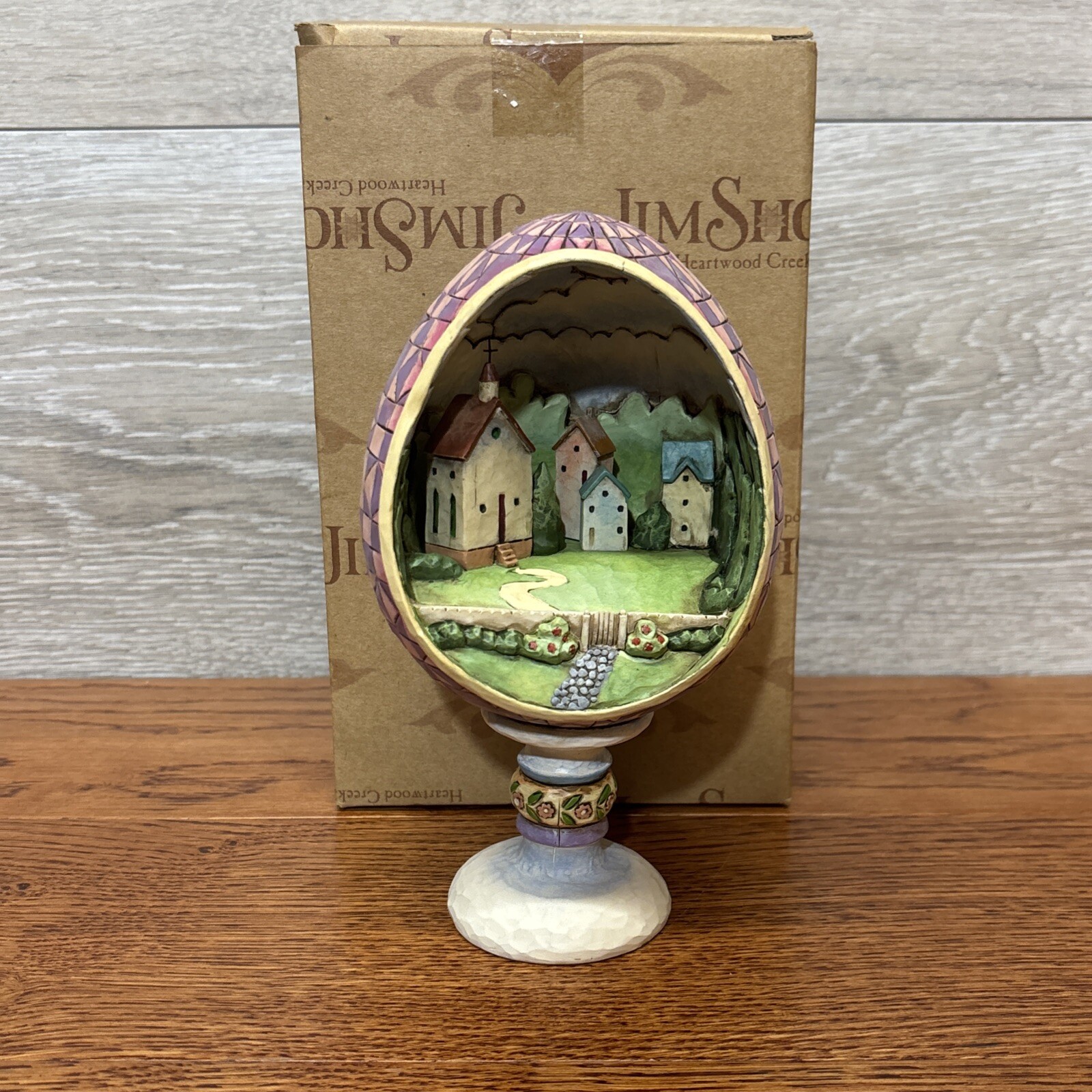 Jim Shore Small Town Big Blessings Egg With Church Diorama Figurine #4007545
