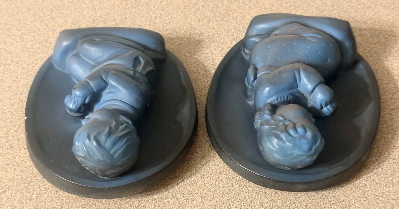 VTG Johnals Enterprises Inc. Chalkware Praying Boy and Girl Wall Plaques MCM