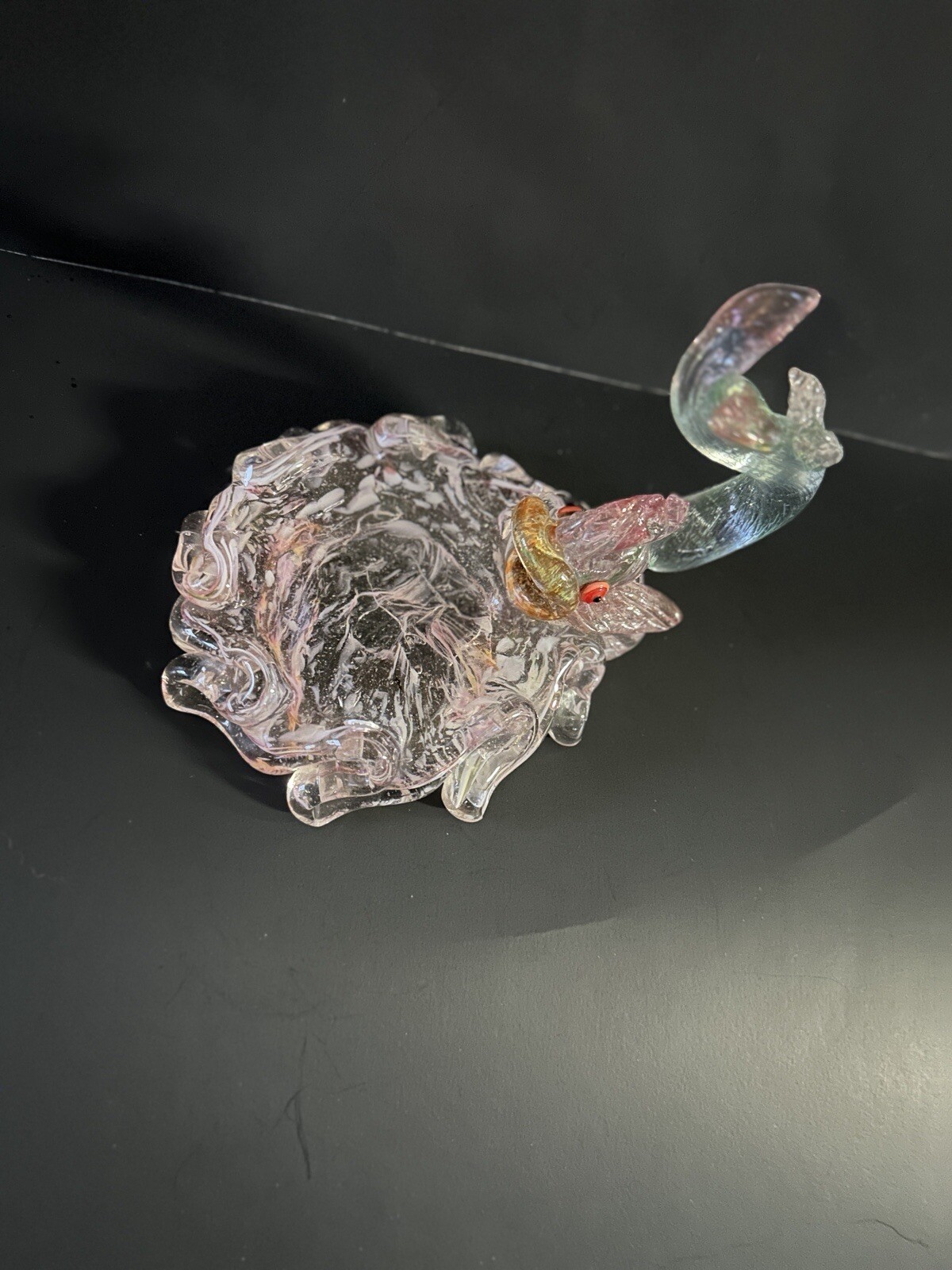 ZBS Czech Bohemian Art Glass Stanislav Halama Koi Fish Figurine Bowl Sculpture