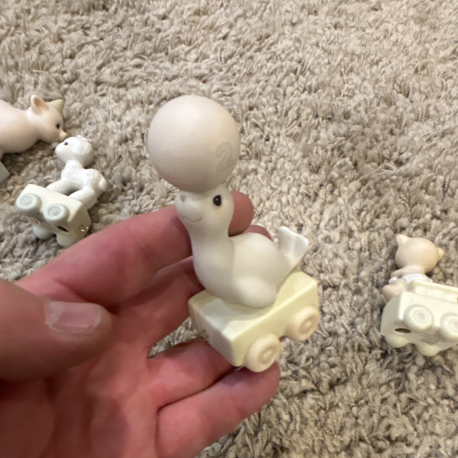 Precious Moments Porcelain Baby Animal Train Figurines Set of 4, 1984