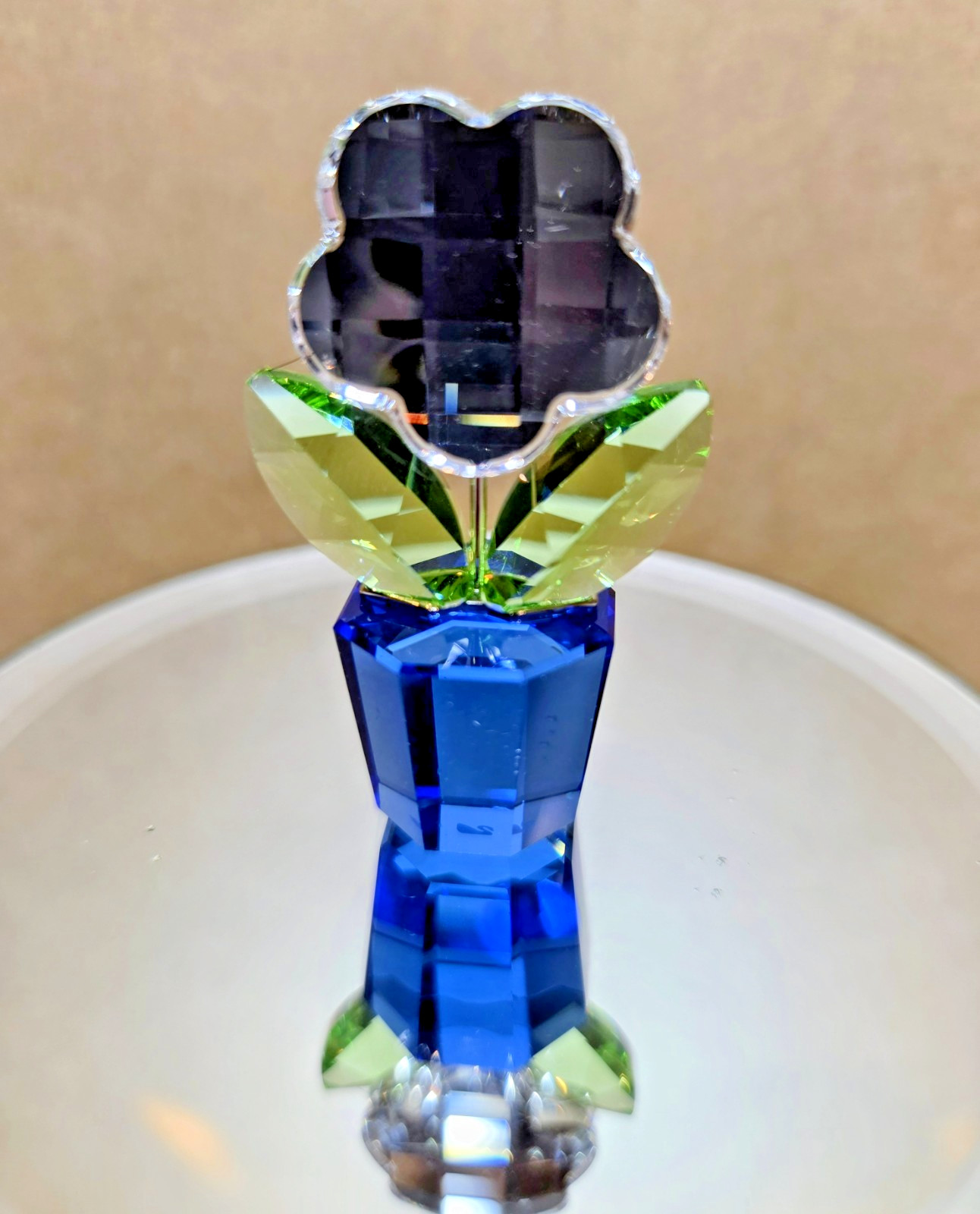 Swarovski Crystal Happy Flower in Clear Blue Pot Figurine #9460NR000121