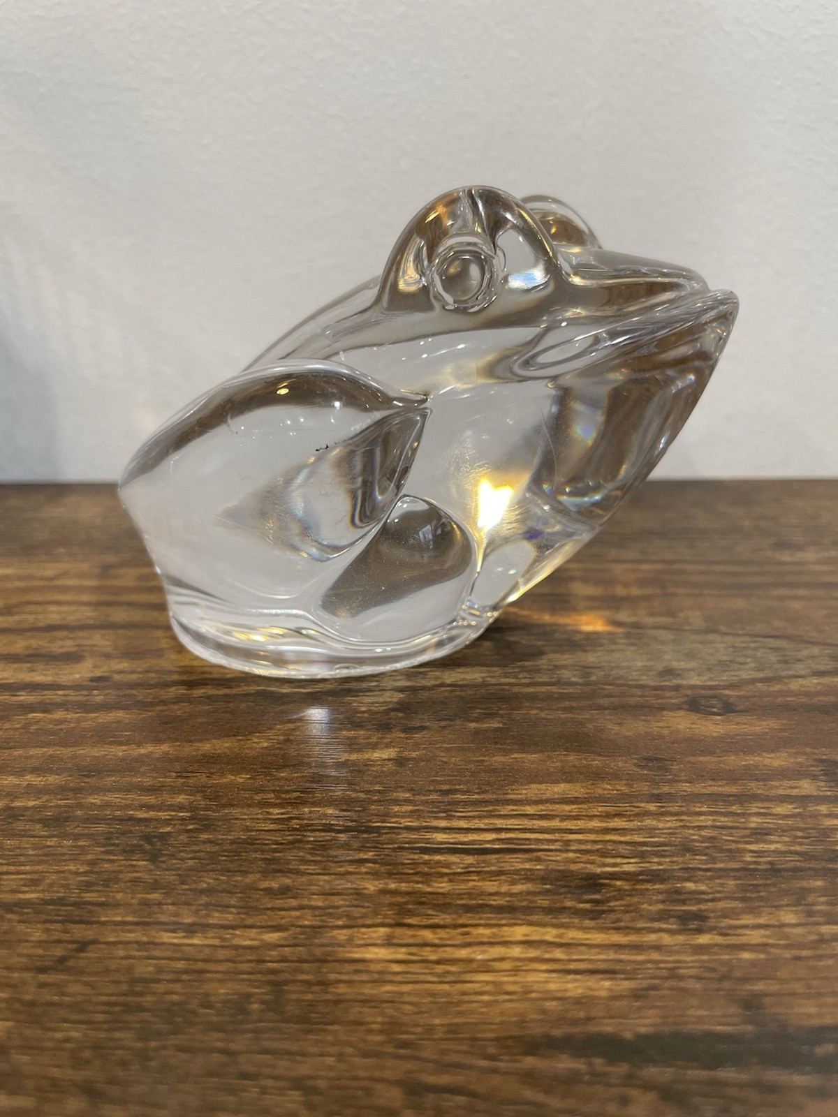Crystal Clear Frog Paperweight Figurine Daum France