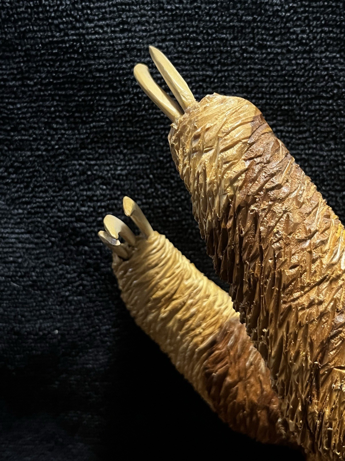 11” Inch Resin Or Polymer Clay Three-Toed Sloth w/Real Wooden Claws And Baby.