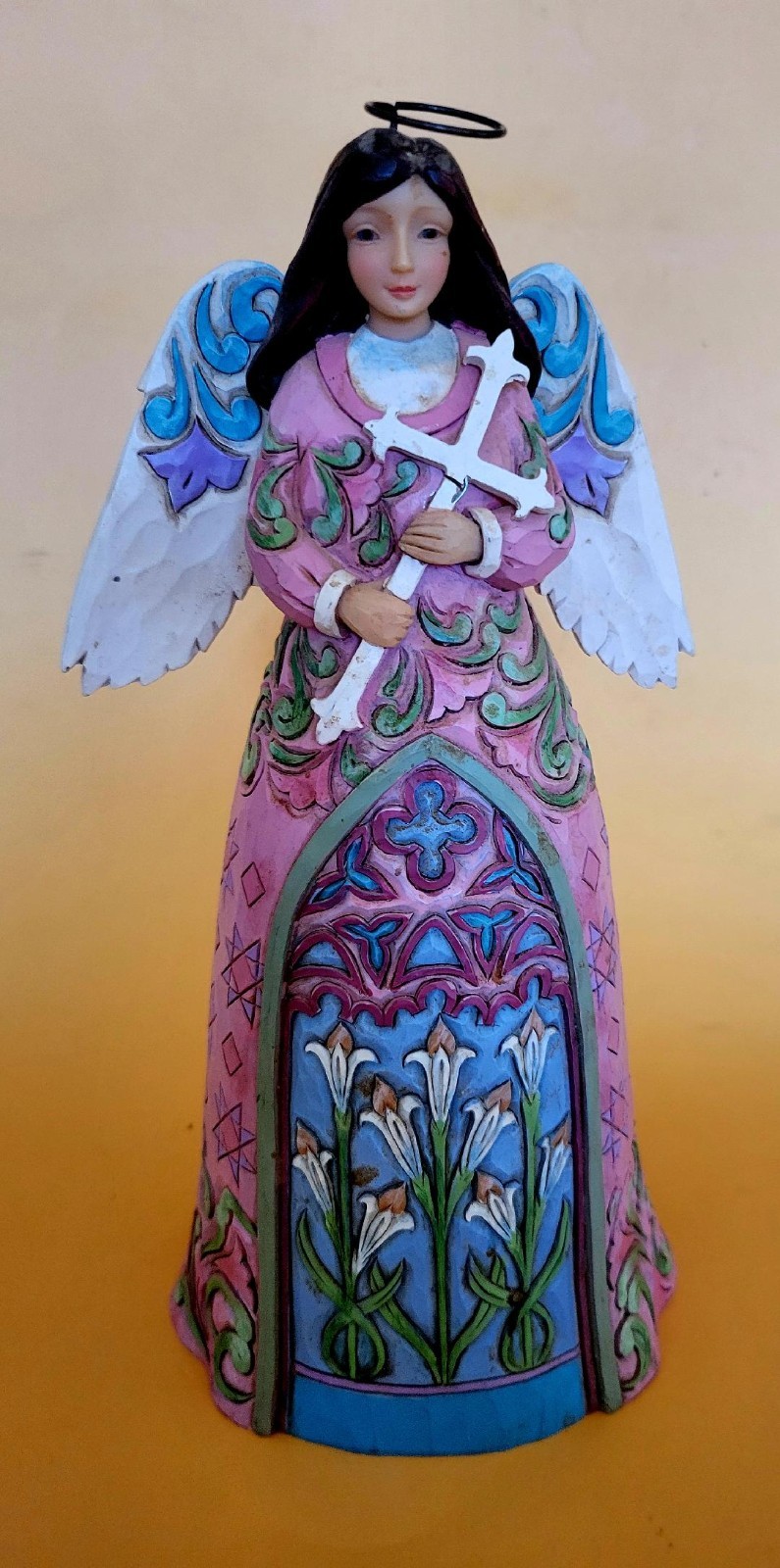 Jim Shore 2017 Angel “Have Faith & Believe” w a Cross & Lilies #6001082 9.5″