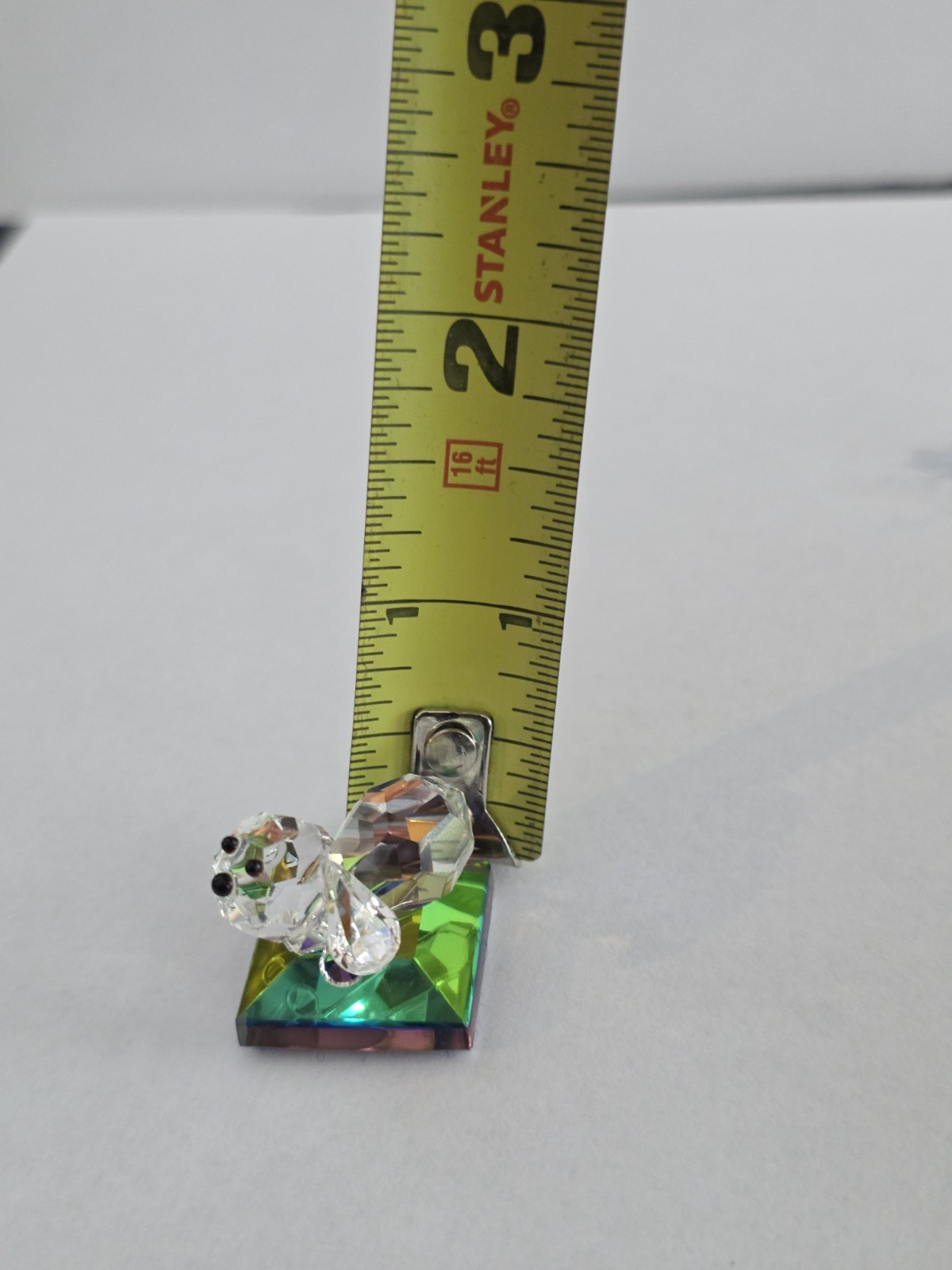 Crystal Puppy On Colorful Glass Base, Very Small 3/4 Inches