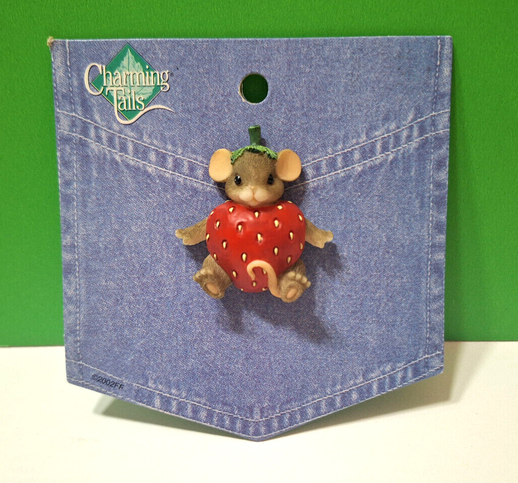 Charming Tails MACKENZIE STRAWBERRY Mouse Lapel Pin