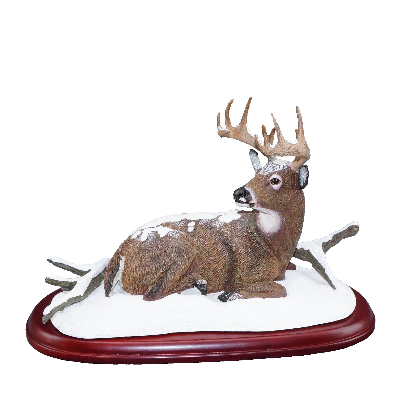 Danbury Mint WINTER STAG Whitetail Deer Sculpture Bob Travers Wood Base COA 1995