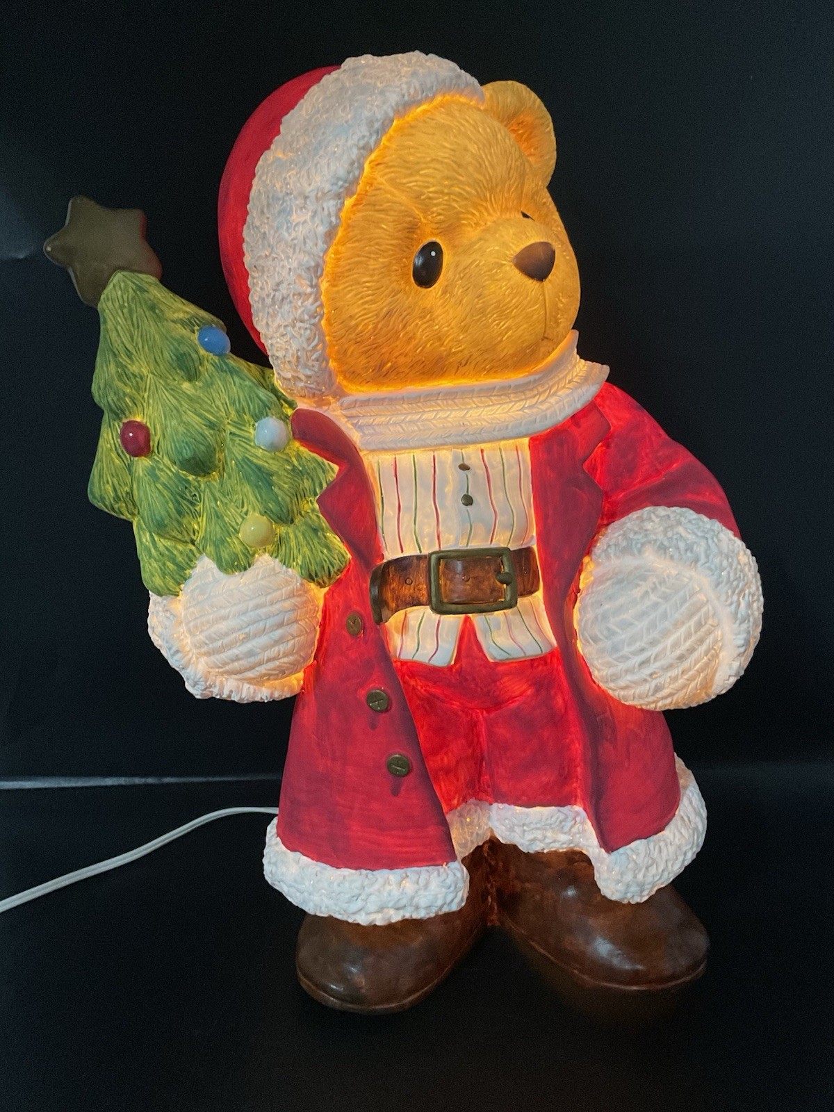 ENESCO CHERISHED TEDDIES PRISCILLA HILLMAN BEAR SANTA 16” , XMAS LIGHTED 435414