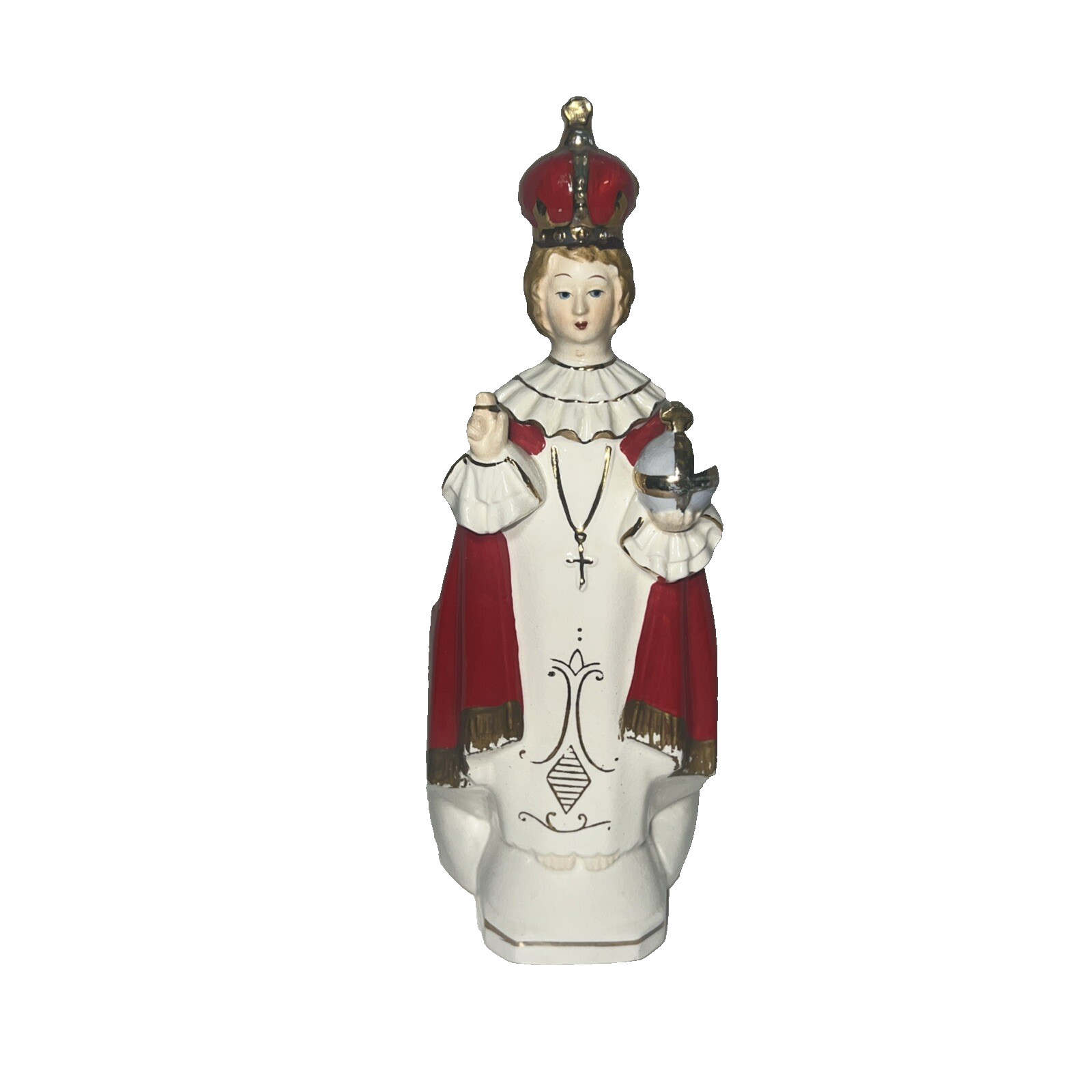 Vintage Infant Jesus of Prague Figurine Hand Painted In Japan 10.5″ Tall Planter