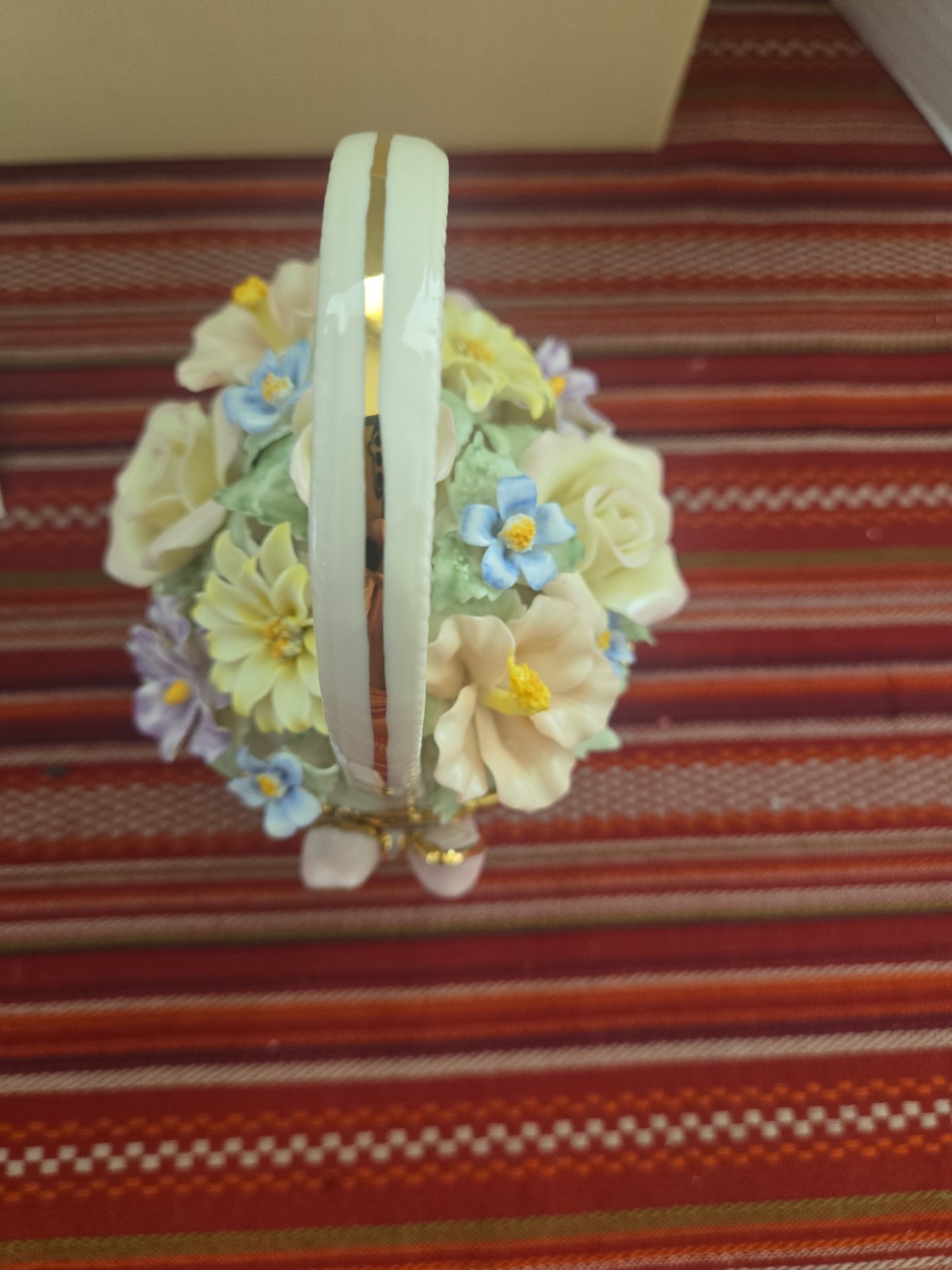 New In Box Vintage Lenox Floral Wishes Basket 6″