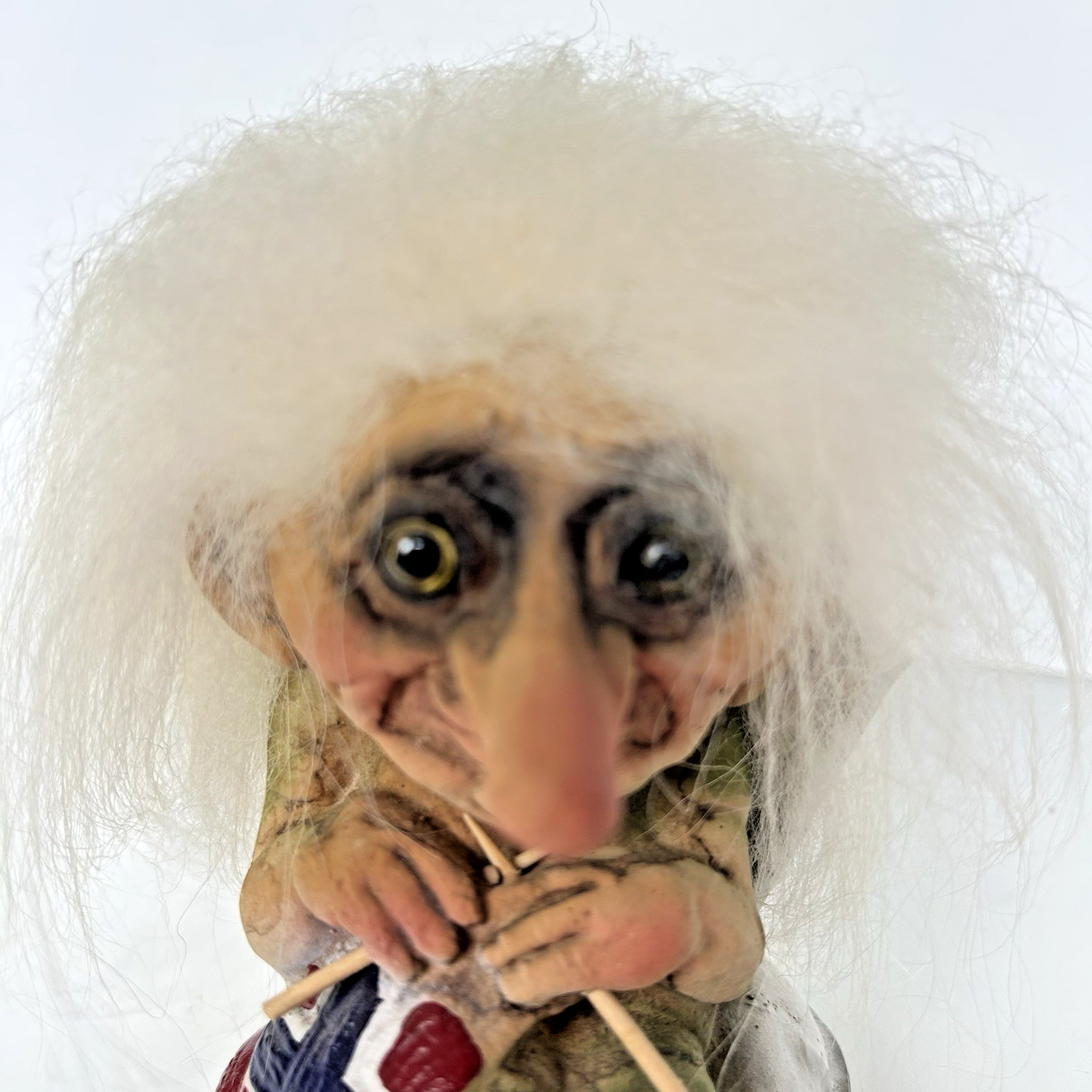 Original Nyform Norway Troll Grandma with Cat Knitting Flag Figure #149