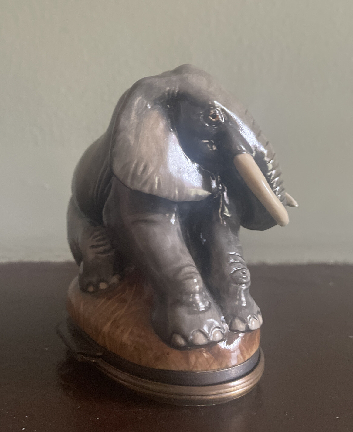 Halcyon Days Enamel Trinket Box Vintage Circa 1997 Elephant Echo Bonbonnière