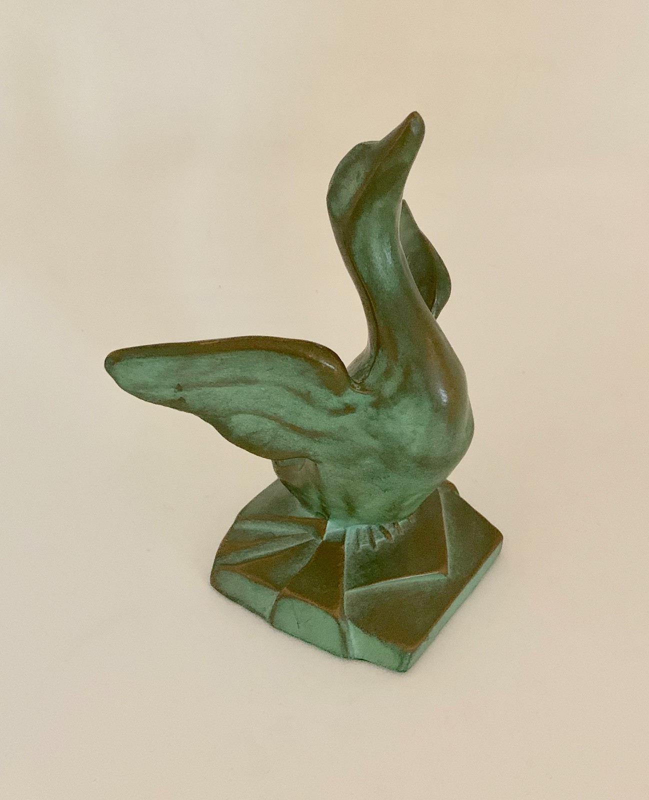 Vintage SRG Sell Rite Giftware Bronzed Goose or Duck 7″ Beautiful Green Patina