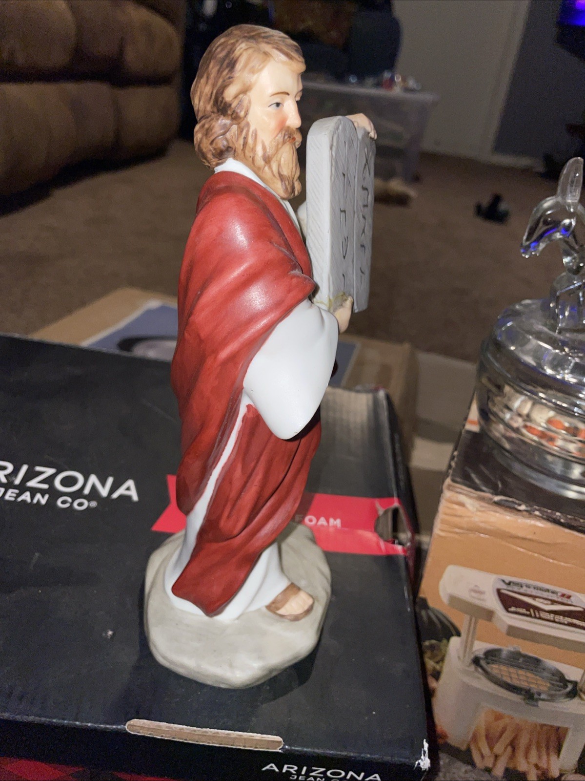 Vintage Homco Religious Biblical Painted Moses With Stone Tablet Figurine #1464