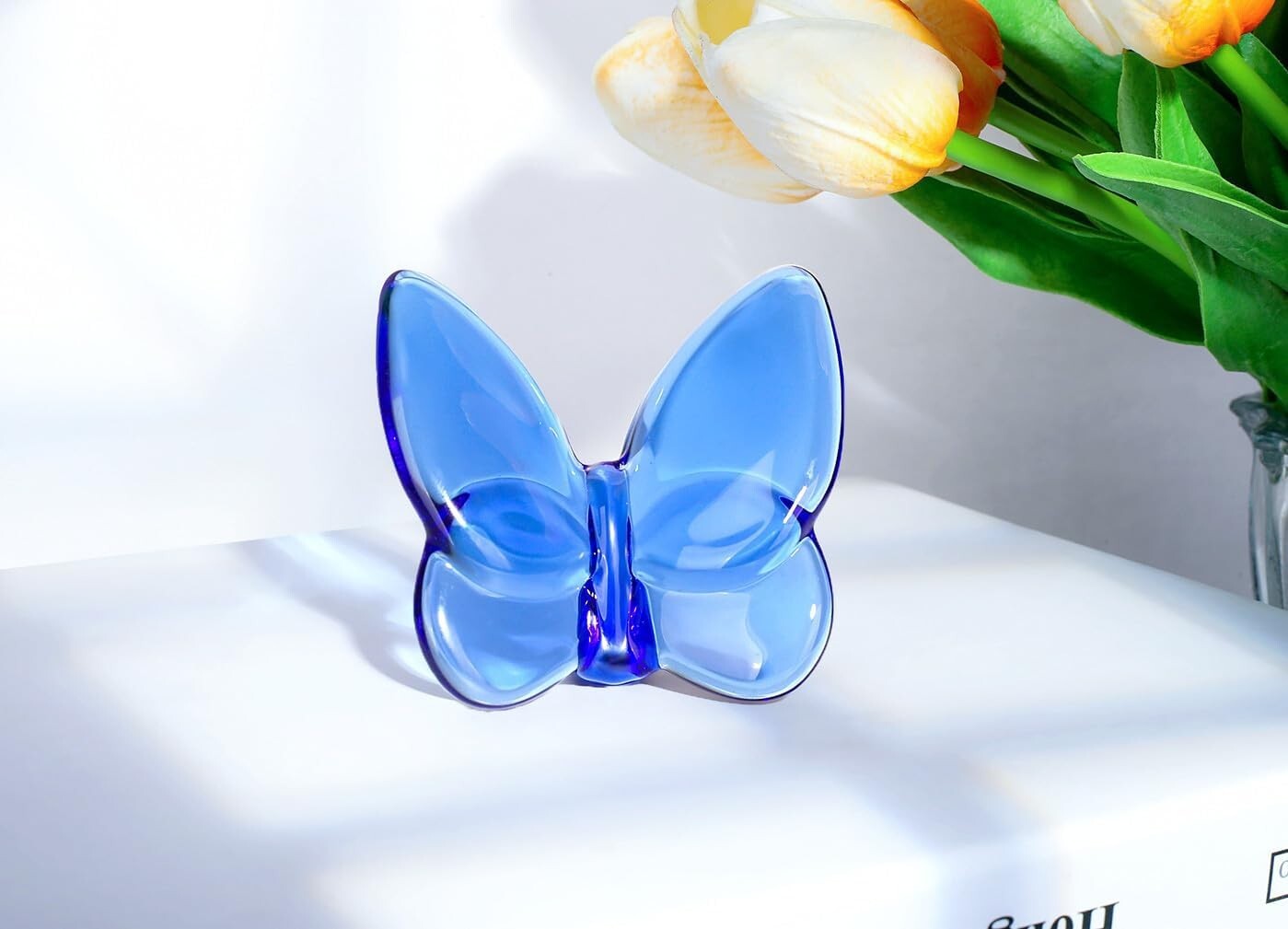 DUQGUHO Butterfly Gifts Decor Blue Butterflies Crystal 2.36″L x 2.04″W x 2.36″H