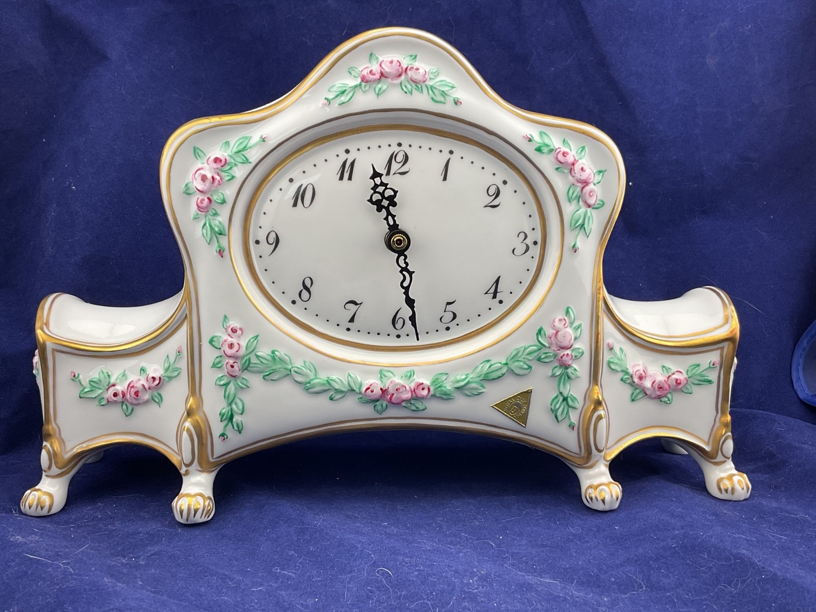 Vintage Royal Dux Porcelain Mantel Clock Royal Dux #18057