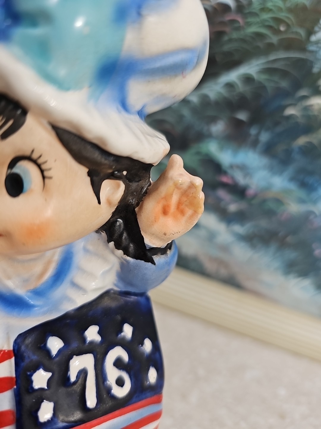 Vtg Betsy Ross Sewing 1776 Flag Rocking Chair Music Box Figurine Tundra Japan