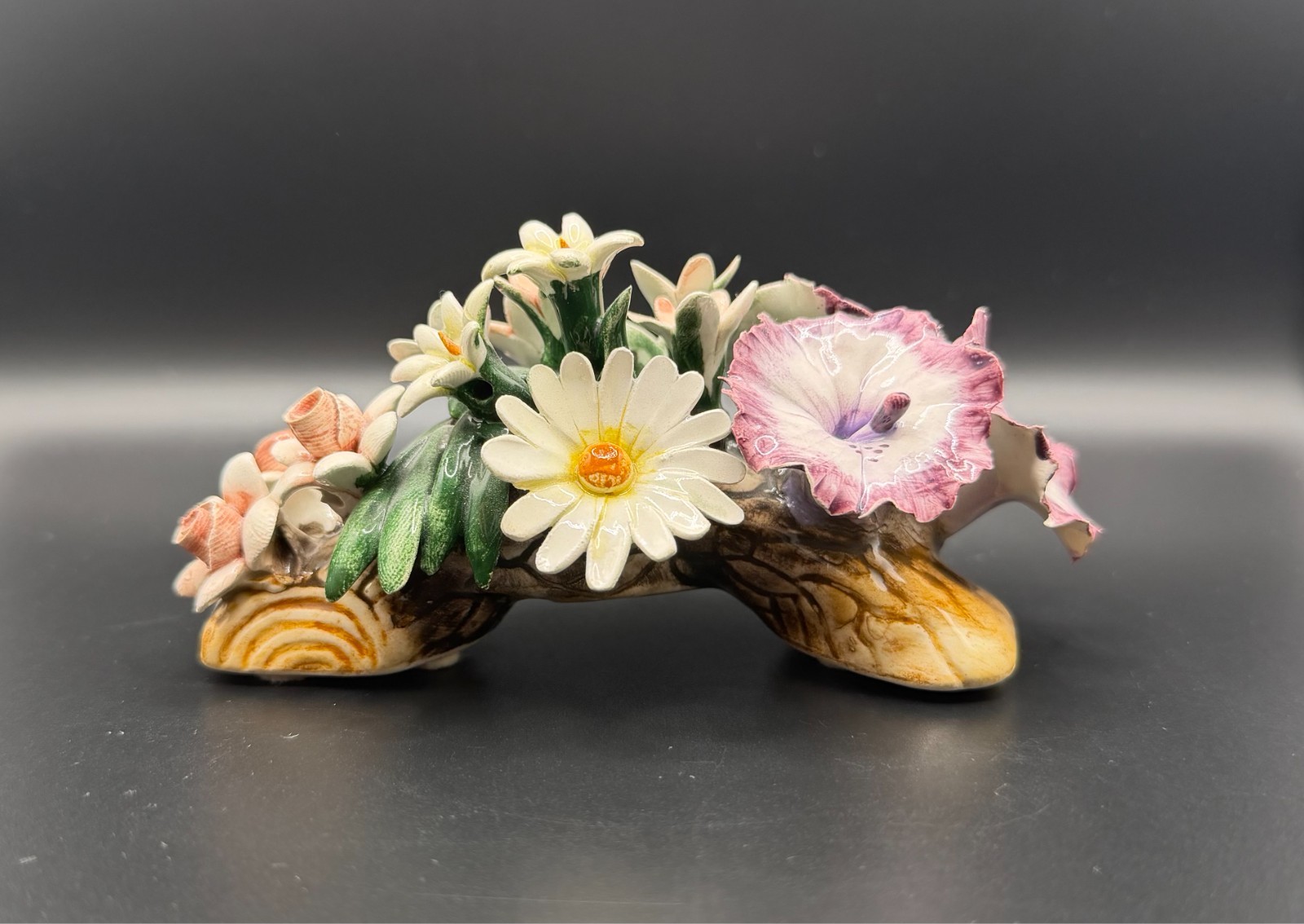 Vintage Capodimonte Italy S. Rioleva Porcelain Floral Bouquet on Branch Figurine